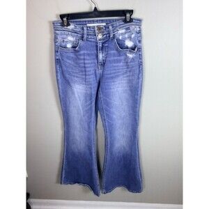 Bridge By Gly Womens Jeans Size 29 Blue Mid Rise Flare Distressed Stretch